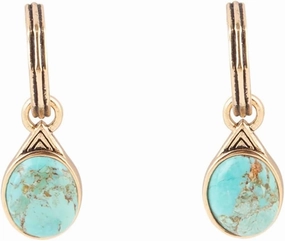 Barse Jewelry Nova Half-Hoop Blue Turquoise and Golden Earrings