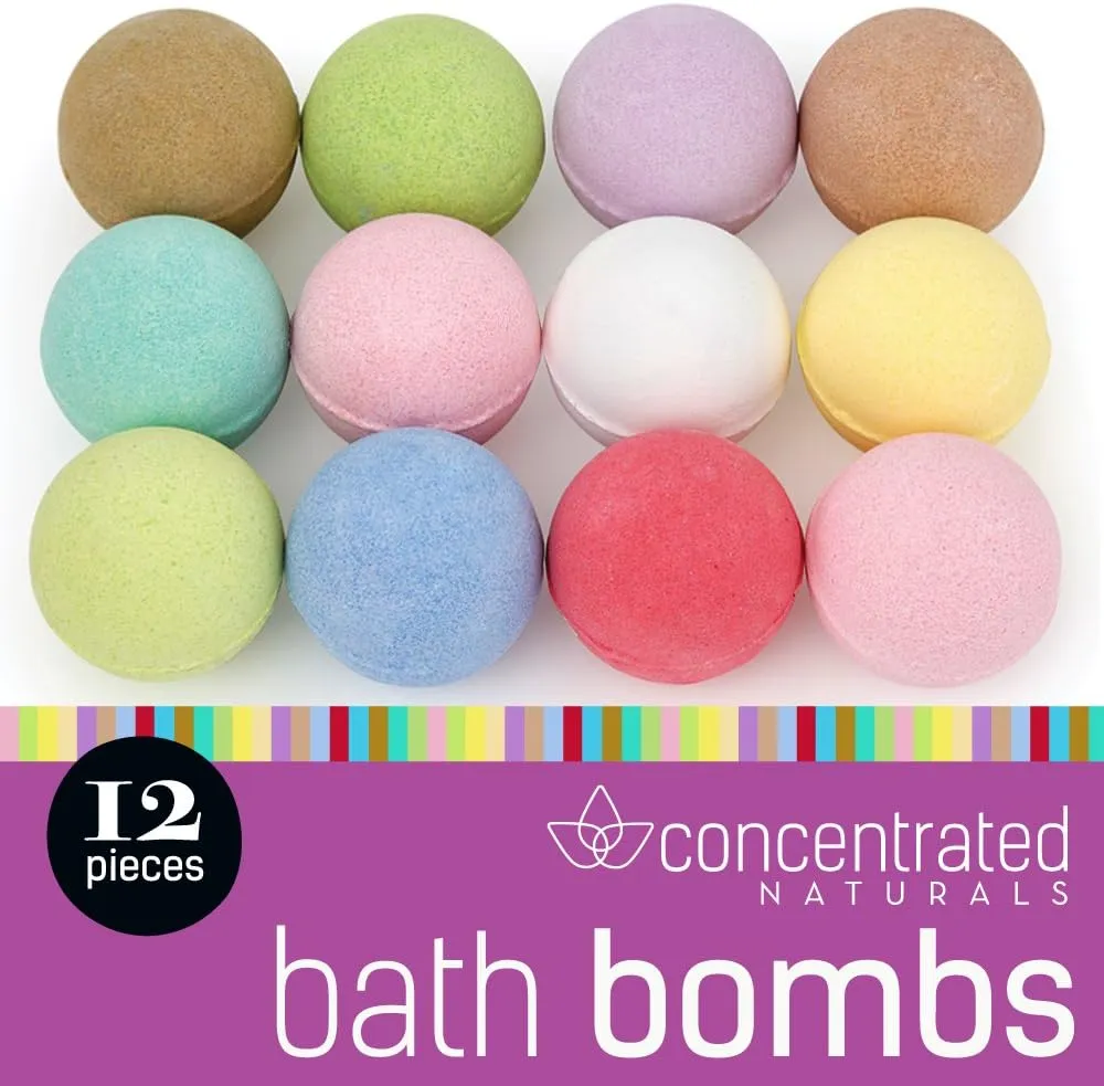 Bath Bombs for Women Relaxing Bath Bomb Gift Set All Natural Bathbombs for Woman with Essential Oil Scented Large Bulk 12 Pack Individually Wrapped Fizzy All Natural Bath Bombs