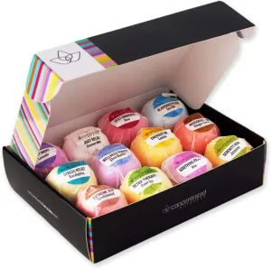 Bath Bombs for Women Relaxing Bath Bomb Gift Set All Natural Bathbombs for Woman with Essential Oil Scented Large Bulk 12 Pack Individually Wrapped Fizzy All Natural Bath Bombs