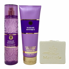 Bath & Body Works Madame Mystique Body Cream and Fragrance Mist Duo Set with a Natural Oats Bar Soap - Full Size