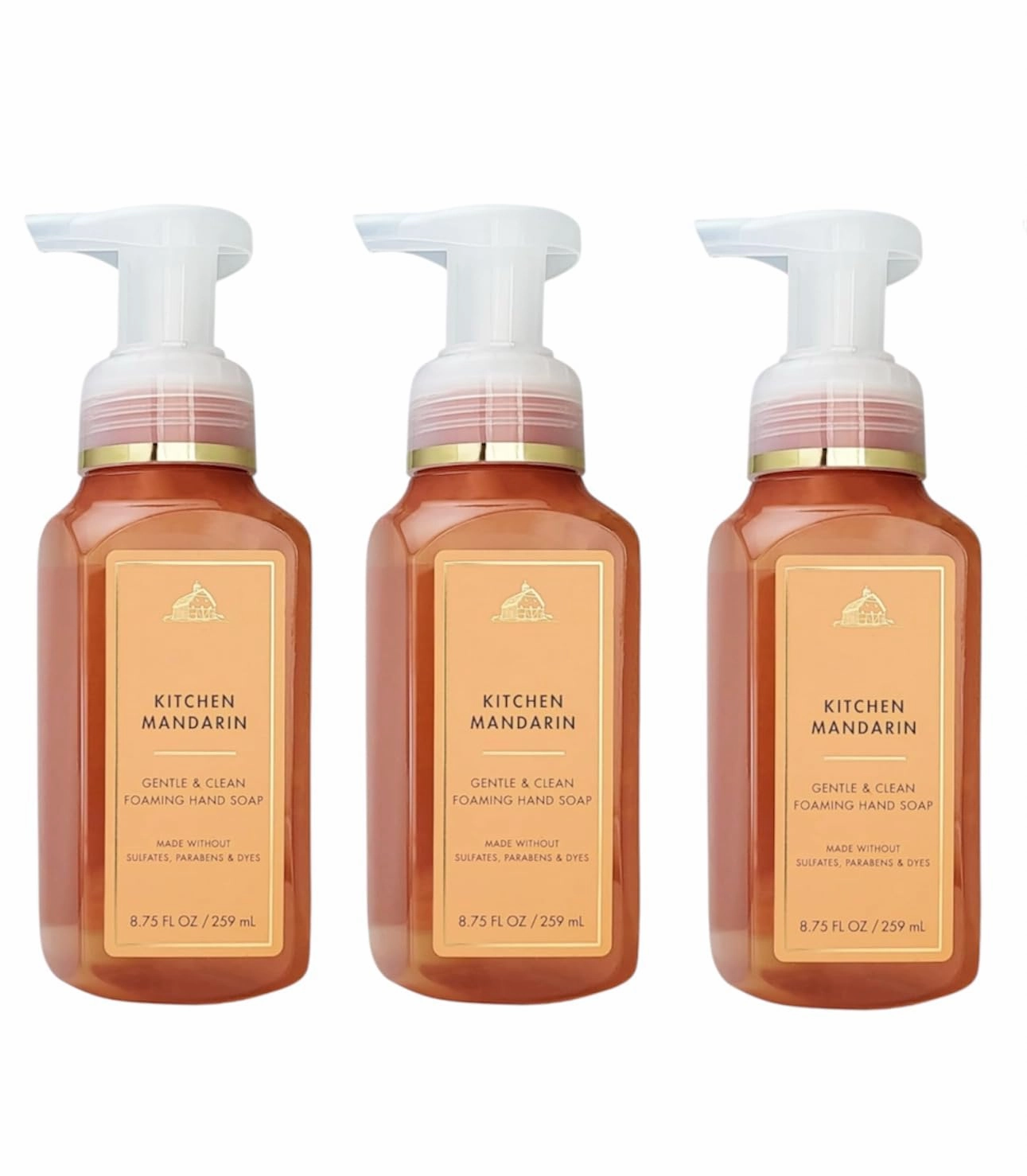 Bath and Body FRESH AND BRIGHT Hand Soaps - Set of 3 Gentle Foaming/Gel Soaps (Kitchen Mandarin)