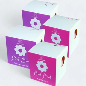 Bath Bombs Set of 4 Spa Salt Fizzy Bomb Marshmallow&Rose Oil, Natural Bath Bomb Vanilla Sugar & Lavender Oil, Bath Love&Magi