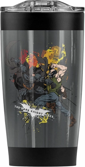 Batman Dark Knight Rises Fight For Gotham Stainless Steel Tumbler 20 oz Coffee Travel Mug/Cup, Vacuum Insulated & Double Wall with Leakproof Sliding Lid | Great for Hot Drinks and Cold Beverages