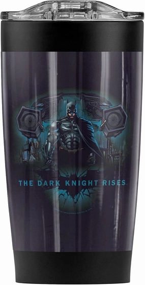 Batman Dark Knight Rises Gothams Dark Knight Stainless Steel Tumbler 20 oz Coffee Travel Mug/Cup, Vacuum Insulated & Double Wall with Leakproof Sliding Lid | Great for Hot Drinks and Cold Beverages