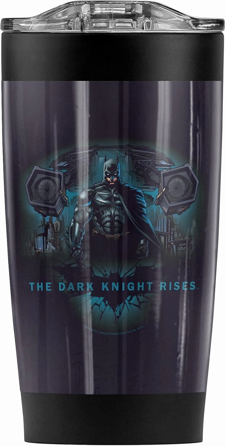 Batman Dark Knight Rises Gothams Dark Knight Stainless Steel Tumbler 20 oz Coffee Travel Mug/Cup, Vacuum Insulated & Double Wall with Leakproof Sliding Lid | Great for Hot Drinks and Cold Beverages