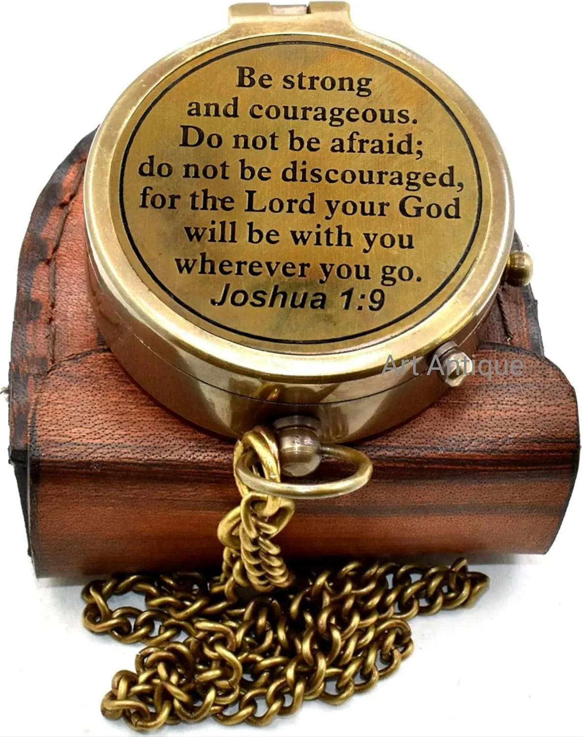 Be Strong and Courageous Bible-Joshua 1:9 Quote, Religious Gift Pocket Compass Inspirational Quote Best Graduation Day Gift Loving Gift Companion Compass Beptism Gift Hiking Compass