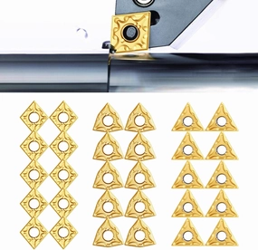 BEAMNOVA 30pcs Metal Indexable Carbide Turning Insert Blades CNMG 431   WNMG 431   TNMG 331 for Lathe Turning Tool Holder，Carbide Inserts for Metal Lathe.