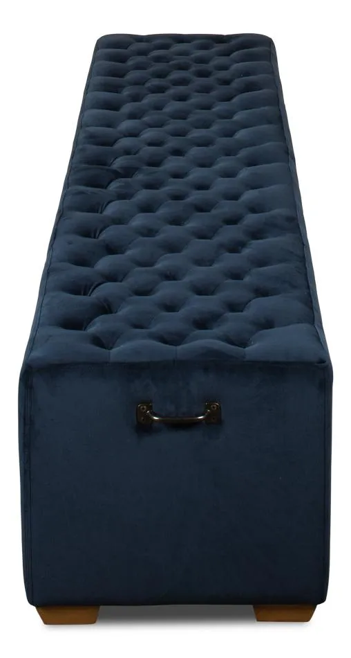Bean Bench, Buttoned Blue Velvet