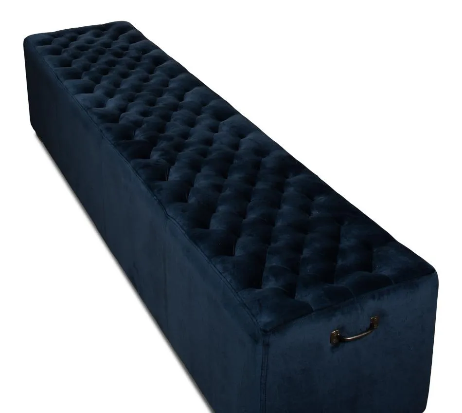 Bean Bench, Buttoned Blue Velvet