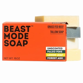 Beast Mode Soap for Men, 4-Bar Variety Pack – Natural Grass-Fed Tallow Bar Soap Set, Activated Charcoal & Multiple Scents, Handcrafted, Non-Toxic