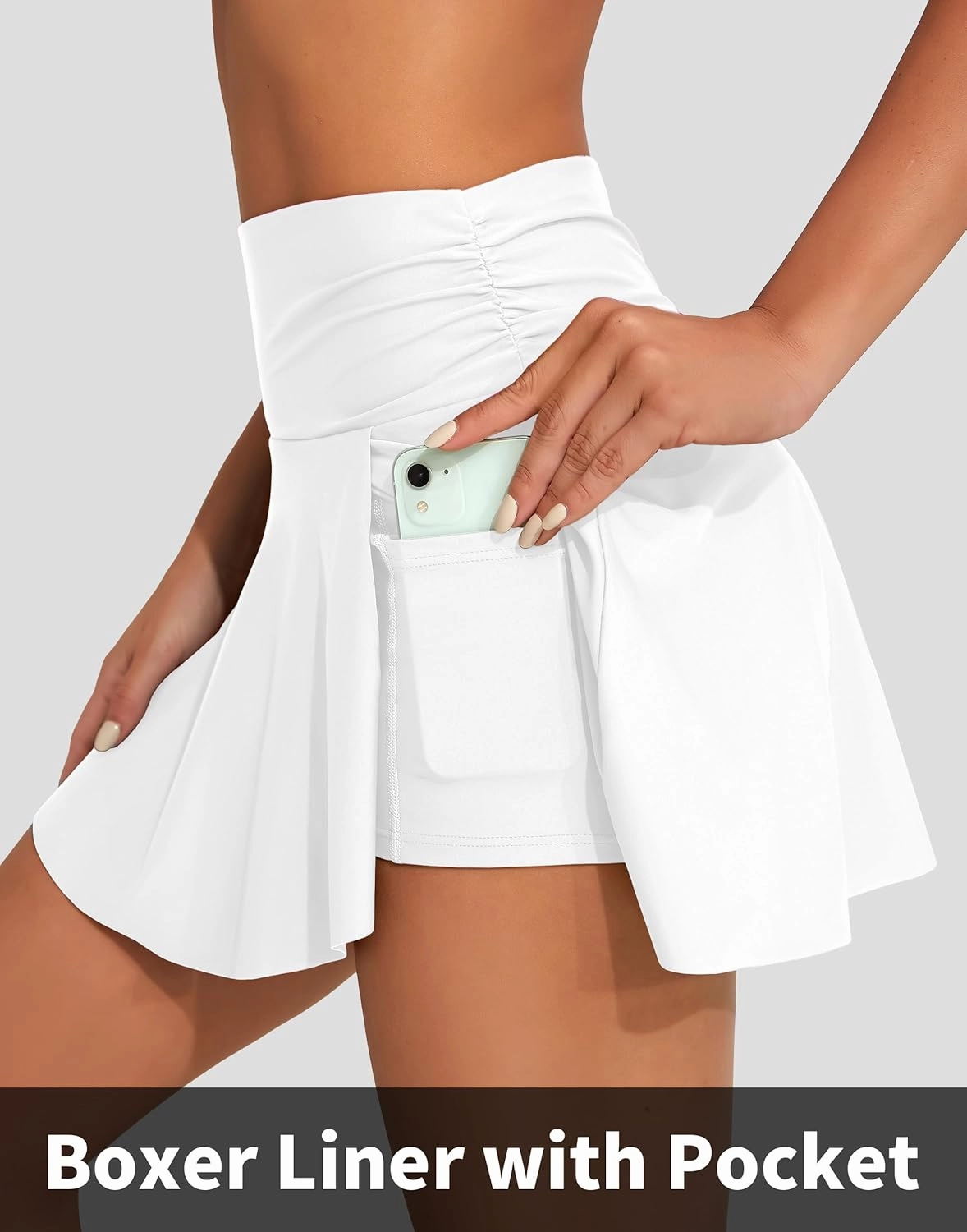 beautyin Women's High Waisted Ruched Swim Skirt Split Tummy Control Tankini Swimsuit Bathing Suit Bottoms with Pocket