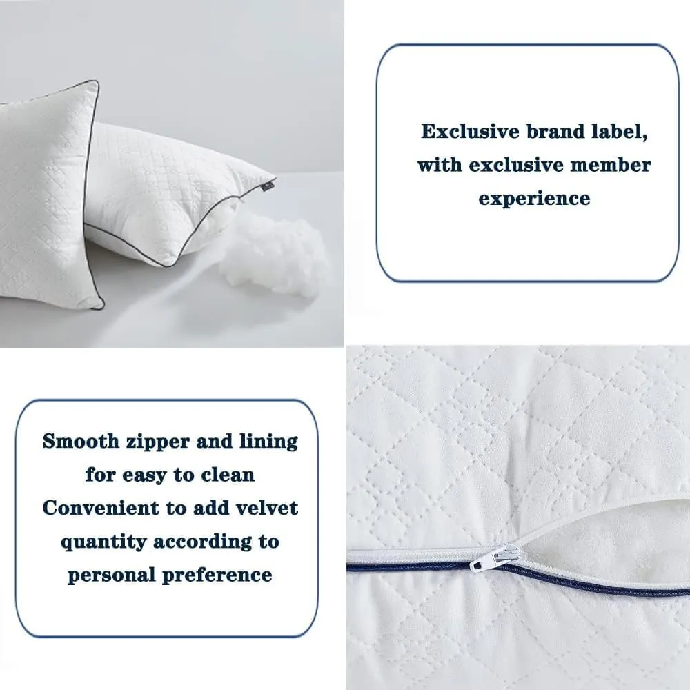 Bed Pillows for Sleeping Standard Size 2 Packs，Ultra Soft Fluffy ，Premium Soft Down Alternative Fill Set of 2 for Back,Zipper Opening Design,can add and Remove Filler According to Your Needs