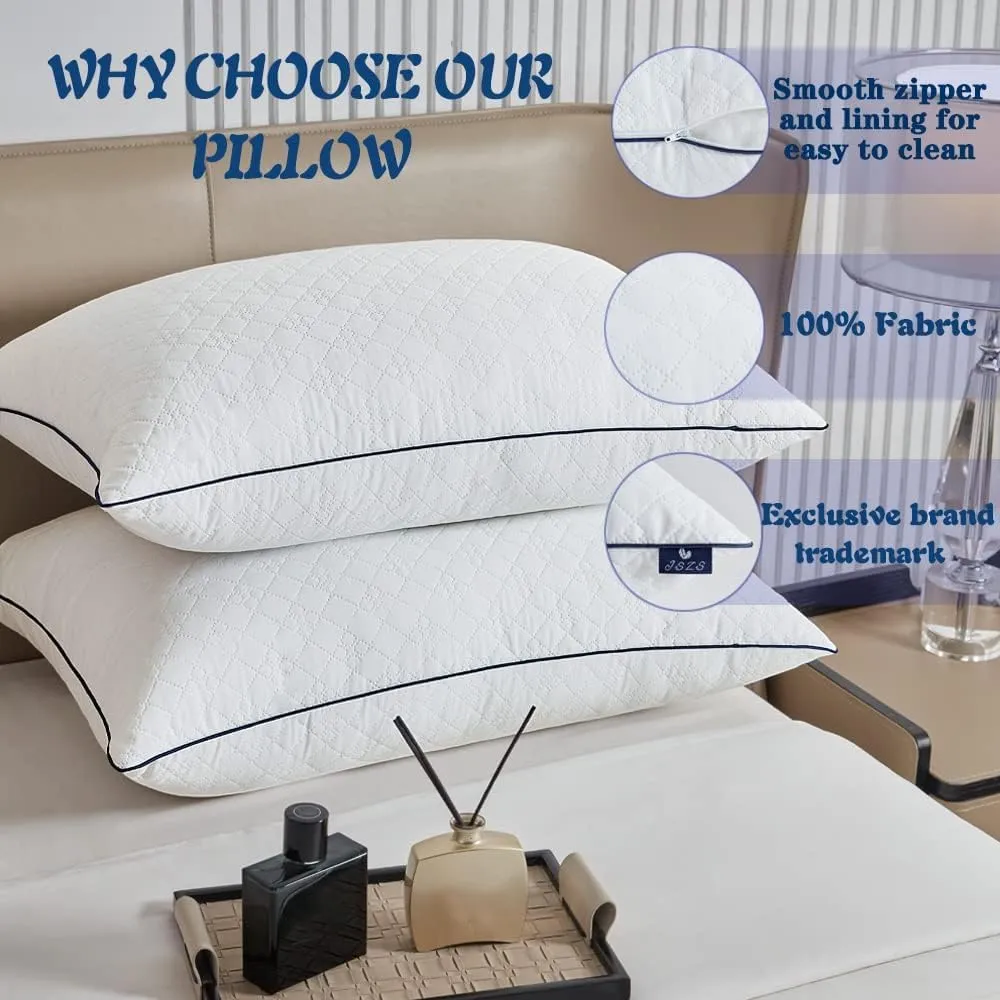 Bed Pillows for Sleeping Standard Size 2 Packs，Ultra Soft Fluffy ，Premium Soft Down Alternative Fill Set of 2 for Back,Zipper Opening Design,can add and Remove Filler According to Your Needs