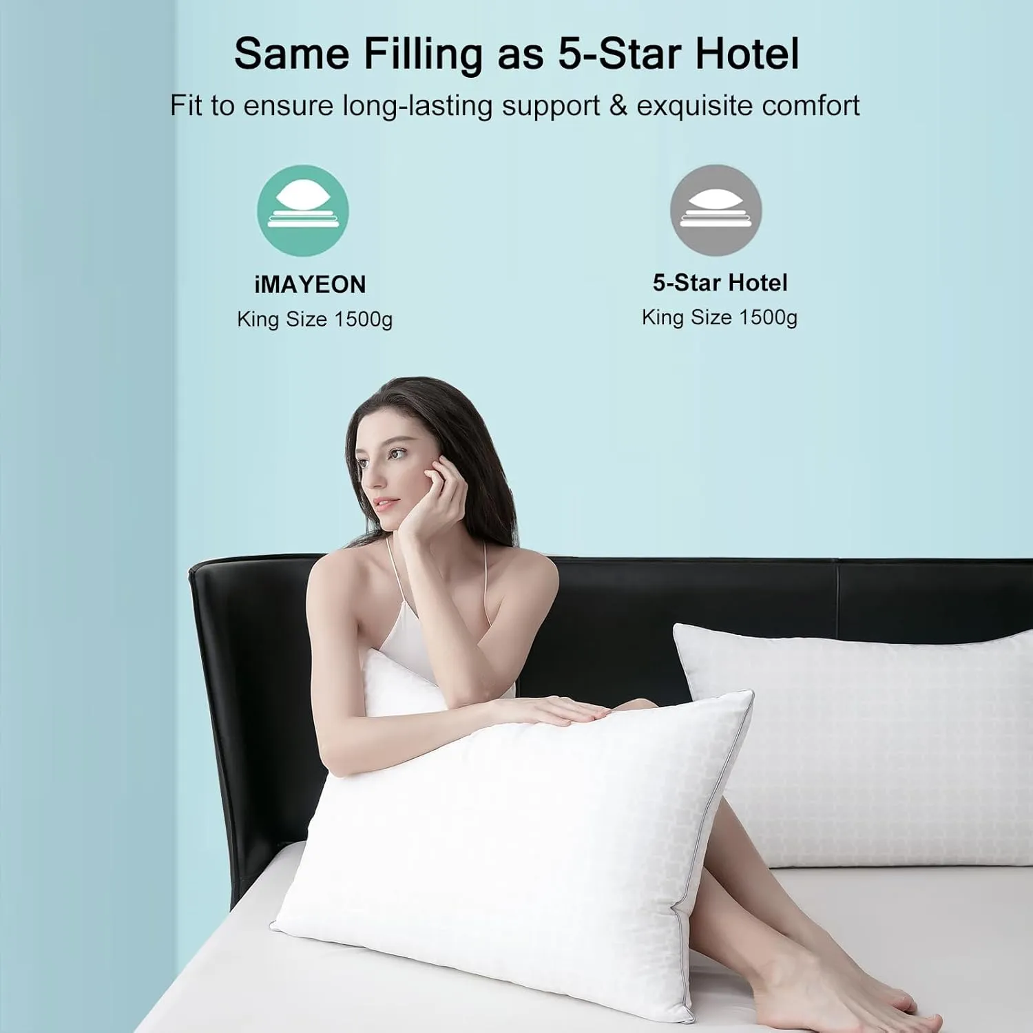 Bed Pillows King Size Set of 2, Hotel Collection Pillows for Sleeping, Extra Soft Down Alternative Pillow, Bedding for Back, Stomach or Side Sleepers, Machine Washable