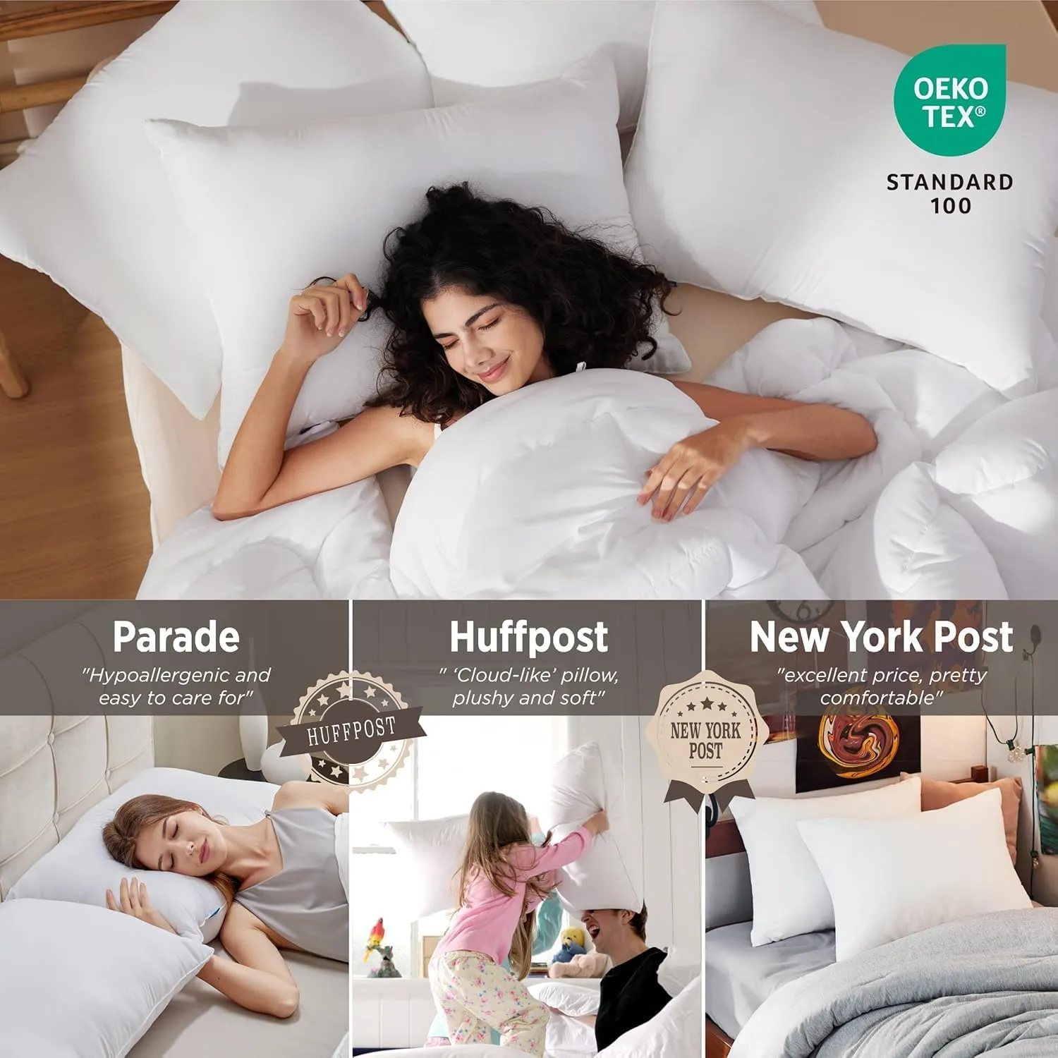 Bedsure Pillows Queen Size Set of 2 - Soft Bed Pillows for Sleeping 2 Pack, Fluffy and Supportive, Hotel Quality, Original Down Alternative Filling for Side, Back Sleepers