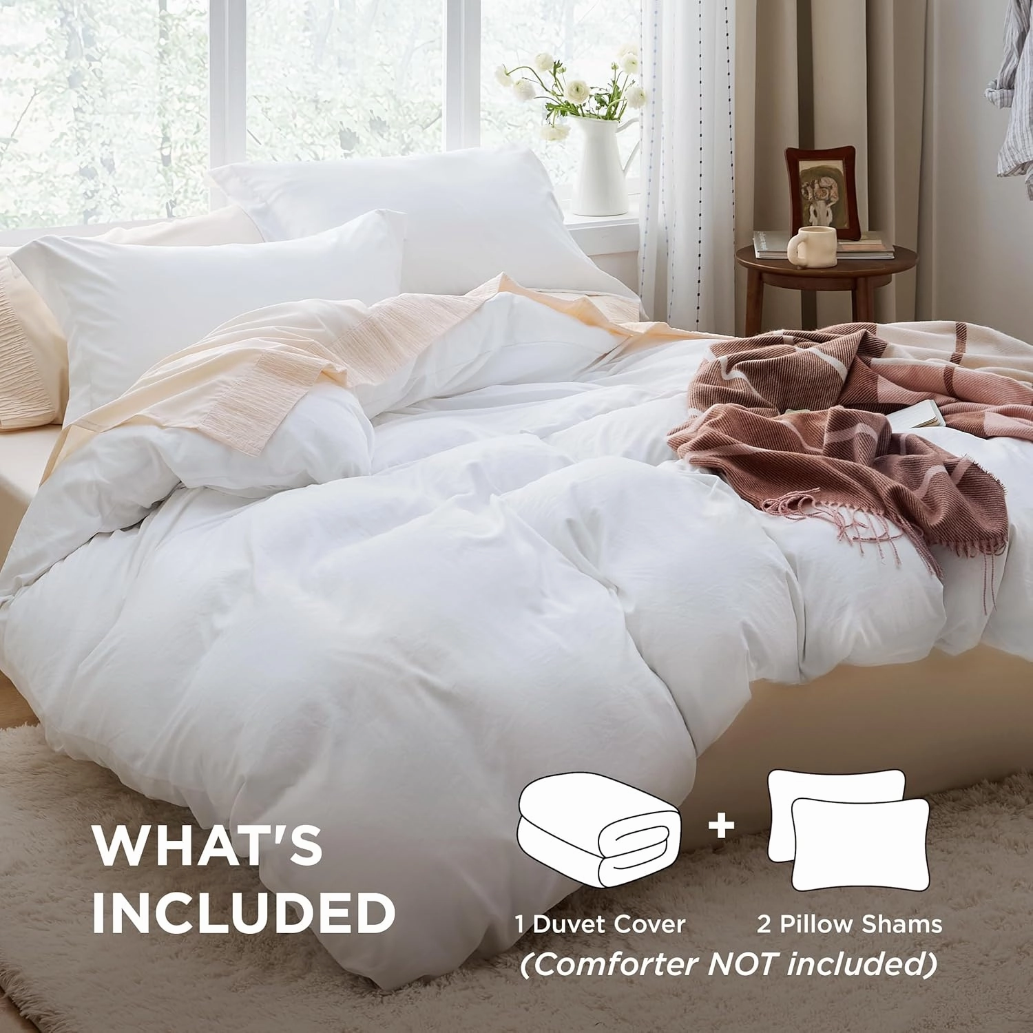Bedsure White Duvet Cover King Size - 3 Pieces Prewashed Extra Soft Bedding Set, Includes 1 Duvet Cover 104x90 Inches with Zipper Closure & 2 Pillow Shams, Comforter Not Included
