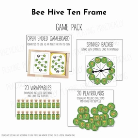 Bee Hive Ten Frame Puzzle and Math Pack: Printable Inserts, Dominos, Puzzles, Loose Parts and More