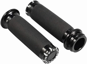 Benlari Motorcycle Black Hand Grips 1 Inch Handlebar Grips Electronic Throttle Universal Compatible for Harley Davidson Touring Softail Road Street Glide Road King 2008-2024