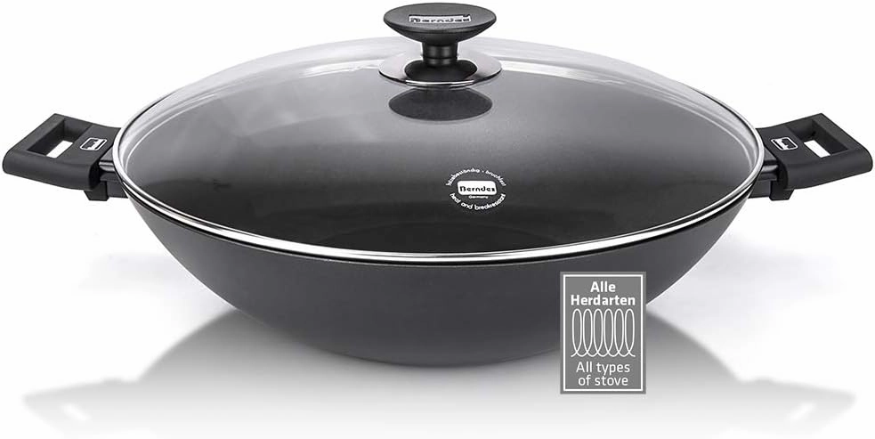 Berndes Alu Induction Wok with Lid 36 cm, 6.4 Liter, Forged Aluminium
