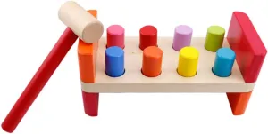 BESPORTBLE Wooden Pounding Bench Educational for Hammering Activity Enhances Fine Motor Skills Color Recognition for Early Learning and Play