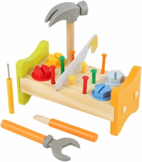BESPORTBLE 1Set Pounding Peg Workbench for Educational Wooden with Hammer Promotes Hand Eye Coordination Cognitive Skills Present for Years Old