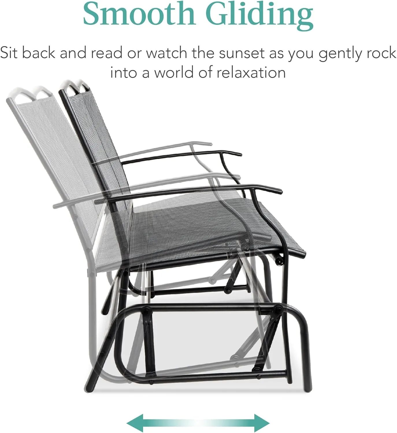 Best Choice Products 2-Person Outdoor Patio Swing Glider Steel Bench Loveseat Rocker for Deck, Porch w/Textilene Fabric, Steel Frame - Gray