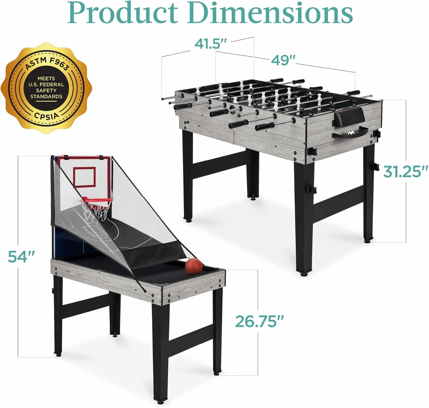 Best Choice Products 13-in-1 Combo Game Table Set for Home, Game Room, Friends & Family w/Ping Pong, Foosball, Basketball, Air Hockey, Archery, Chess, Checkers, Shuffleboard, Bowling