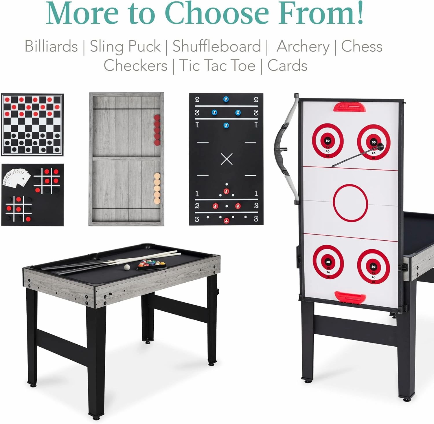 Best Choice Products 13-in-1 Combo Game Table Set for Home, Game Room, Friends & Family w/Ping Pong, Foosball, Basketball, Air Hockey, Archery, Chess, Checkers, Shuffleboard, Bowling