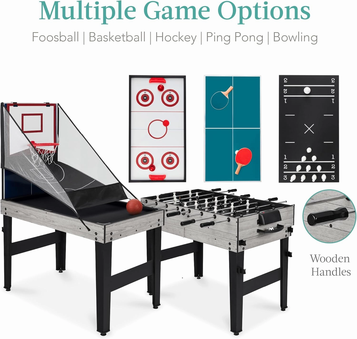 Best Choice Products 13-in-1 Combo Game Table Set for Home, Game Room, Friends & Family w/Ping Pong, Foosball, Basketball, Air Hockey, Archery, Chess, Checkers, Shuffleboard, Bowling
