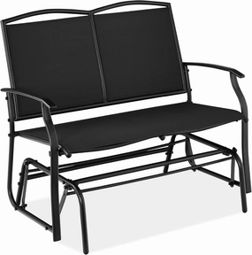 Best Choice Products 2-Person Outdoor Patio Swing Glider Steel Bench Loveseat Rocker for Deck, Porch w/Textilene Fabric, Steel Frame - Black