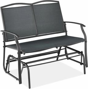 Best Choice Products 2-Person Outdoor Patio Swing Glider Steel Bench Loveseat Rocker for Deck, Porch w/Textilene Fabric, Steel Frame - Dark Gray