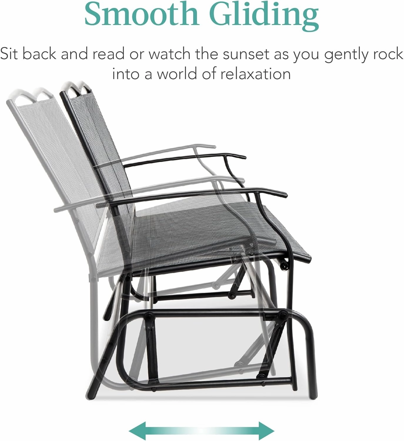 Best Choice Products 2-Person Outdoor Patio Swing Glider Steel Bench Loveseat Rocker for Deck, Porch w/Textilene Fabric, Steel Frame - Gray