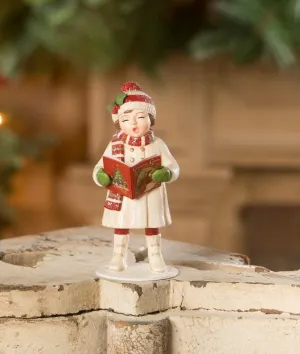 Bethany Lowe Christmas Caroling Leah with Book Kids Singing 6" Caroler Figure