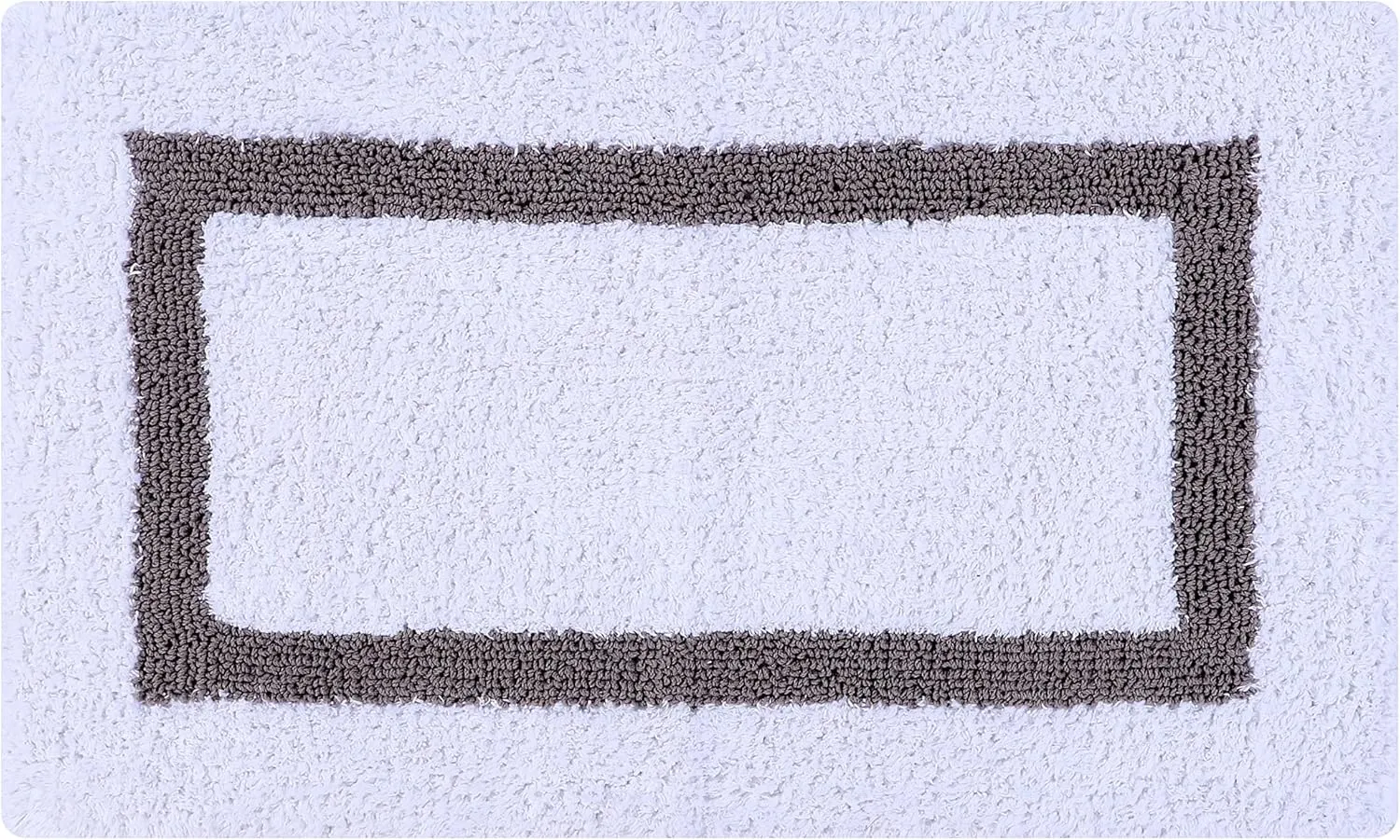 Better Trends 100% Cotton Hotel Collection Bath Mats, White & Gray Bath Mat - Tufted, Reversible & Absorbent & Machine Washable Bath Mats for Bathroom Floor, Shower & Sink, 24" x 40"
