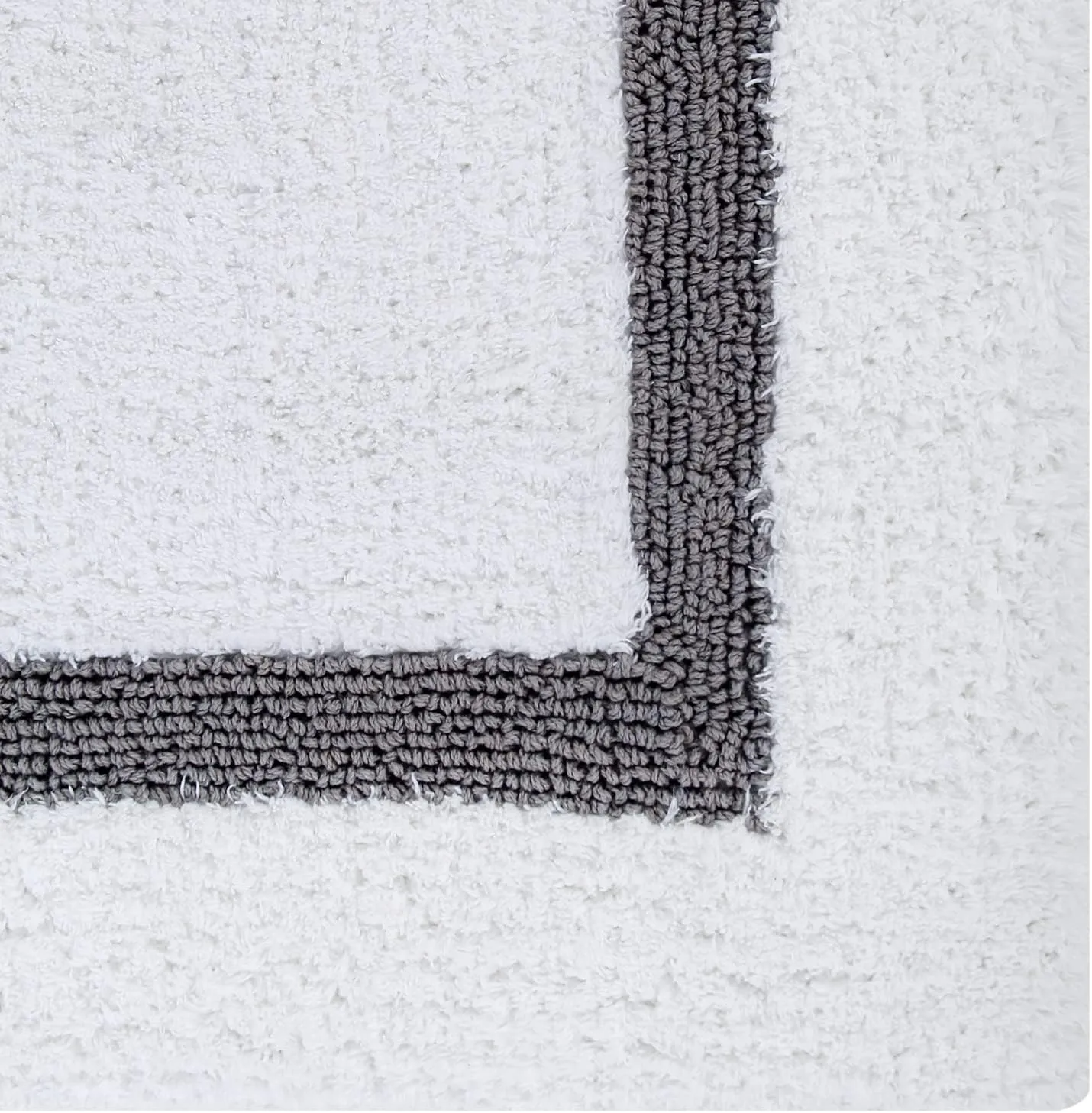 Better Trends 100% Cotton Hotel Collection Bath Mats, White & Gray Bath Mat - Tufted, Reversible & Absorbent & Machine Washable Bath Mats for Bathroom Floor, Shower & Sink, 24" x 40"