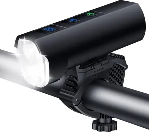 Bike Lights for Night Riding,13 Bike Headlight Modes & Bicycle Light 1200 Lumens Led Power Display 360°Rotatable Bicycle Headlight High Beam Low Beam,5000mah Rechargeable Scooter Headlight