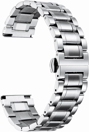 BINLUN Stainless Steel Watch Bands Quick Release 12mm-24mm Universal Metal Replacement Watch Straps SmartWatch Bracelets Links Straight & Curved Ends Men Women 6 Colors(Silver,22mm)