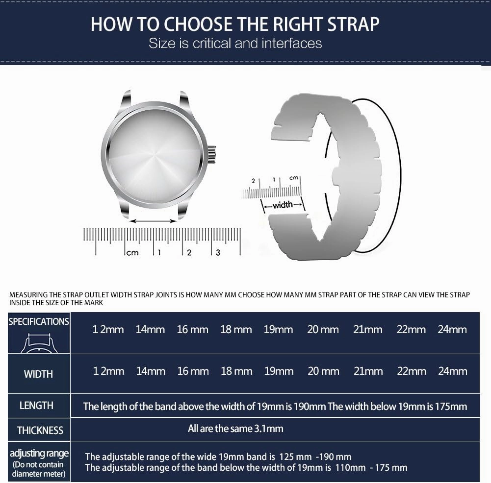 BINLUN Stainless Steel Watch Bands Quick Release 12mm-24mm Universal Metal Replacement Watch Straps SmartWatch Bracelets Links Straight & Curved Ends Men Women 6 Colors(Silver,22mm)