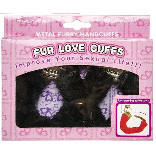 Black Fluffy Handcuffs – Novelty Toy Handcuffs Fun Role Play Accessory Fancy Dress