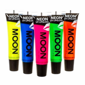 Blacklight Neon Lip Gloss – 0.5oz Set of 5 – Scented and glows brightly under UV/Blacklight!