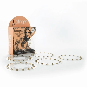blinger® Limited Edition Refill Pack - Youth | 75 Precision-Cut Glass Crystals (5 Discs) | Hair Safe Adhesive - Bling In, Brush Out | blinger® Styling Tool Not Included | Gold 5 MM