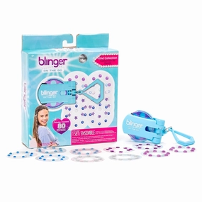 blinger® On The Go Mini Starter Kit – Kind (Blue) | 80 Rhinestones | Hair Styling Tool | Hair-Safe – Bling in Brush Out