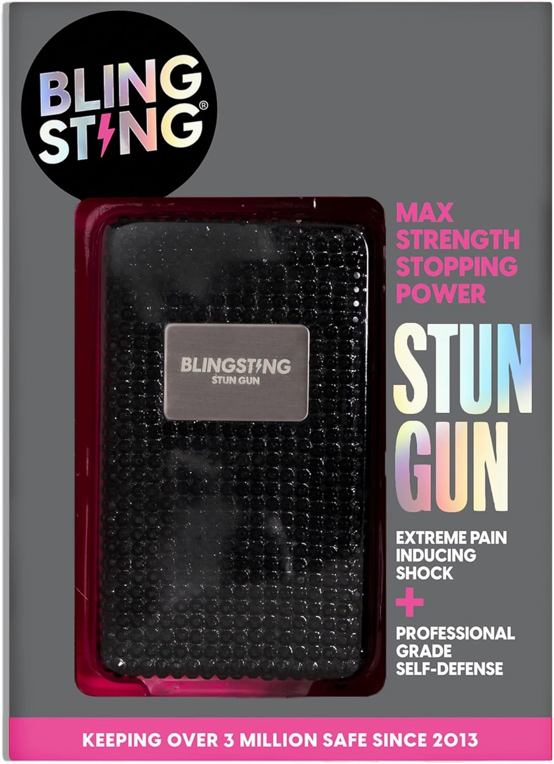 BLINGSTING High Voltage Stylish Stun Gun for Women - Professional Grade Self Defense - Safe On/Off Switch - Wrist Strap - Batteries Included - Compact & Lightweight