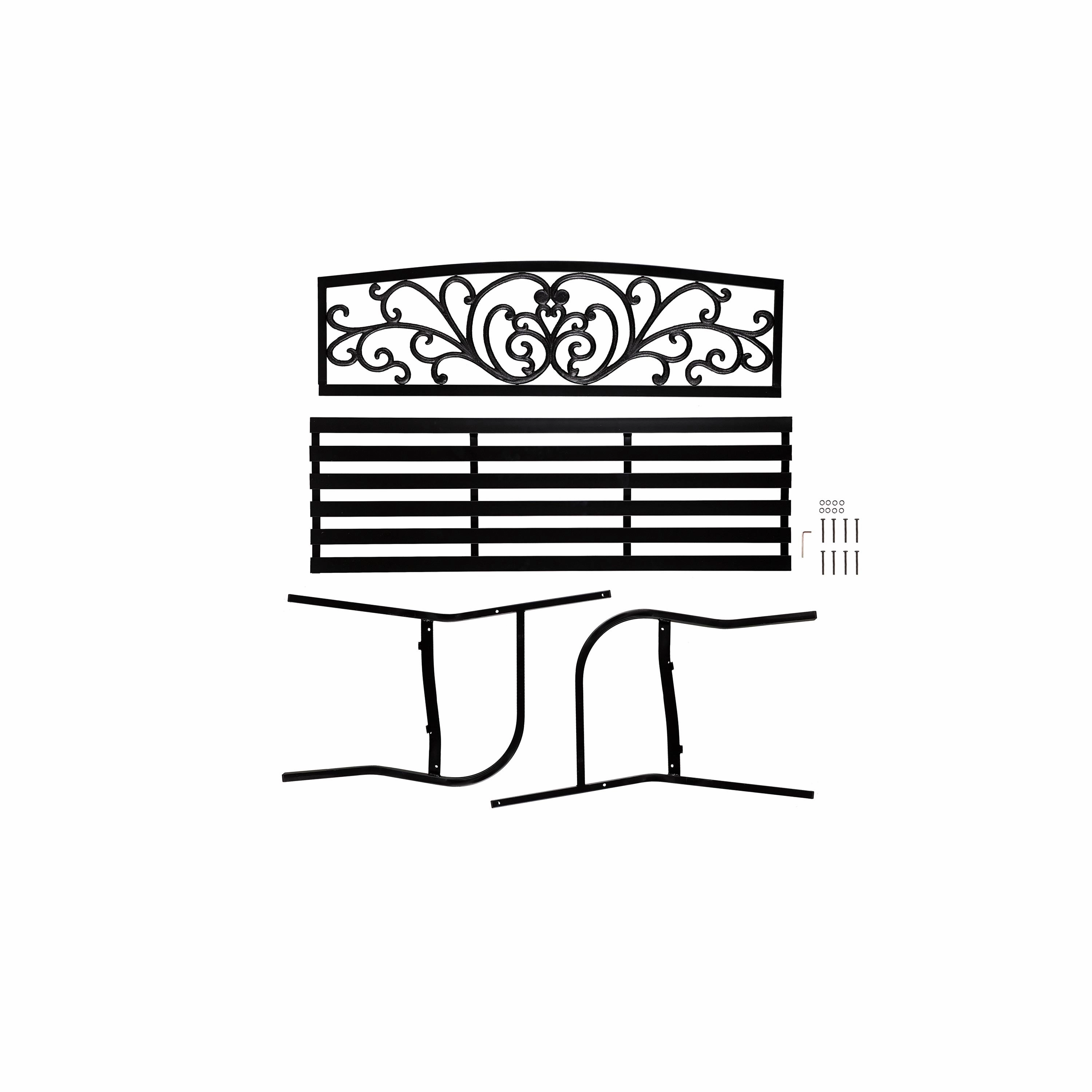 Blooming Garden Metal Bench, Black