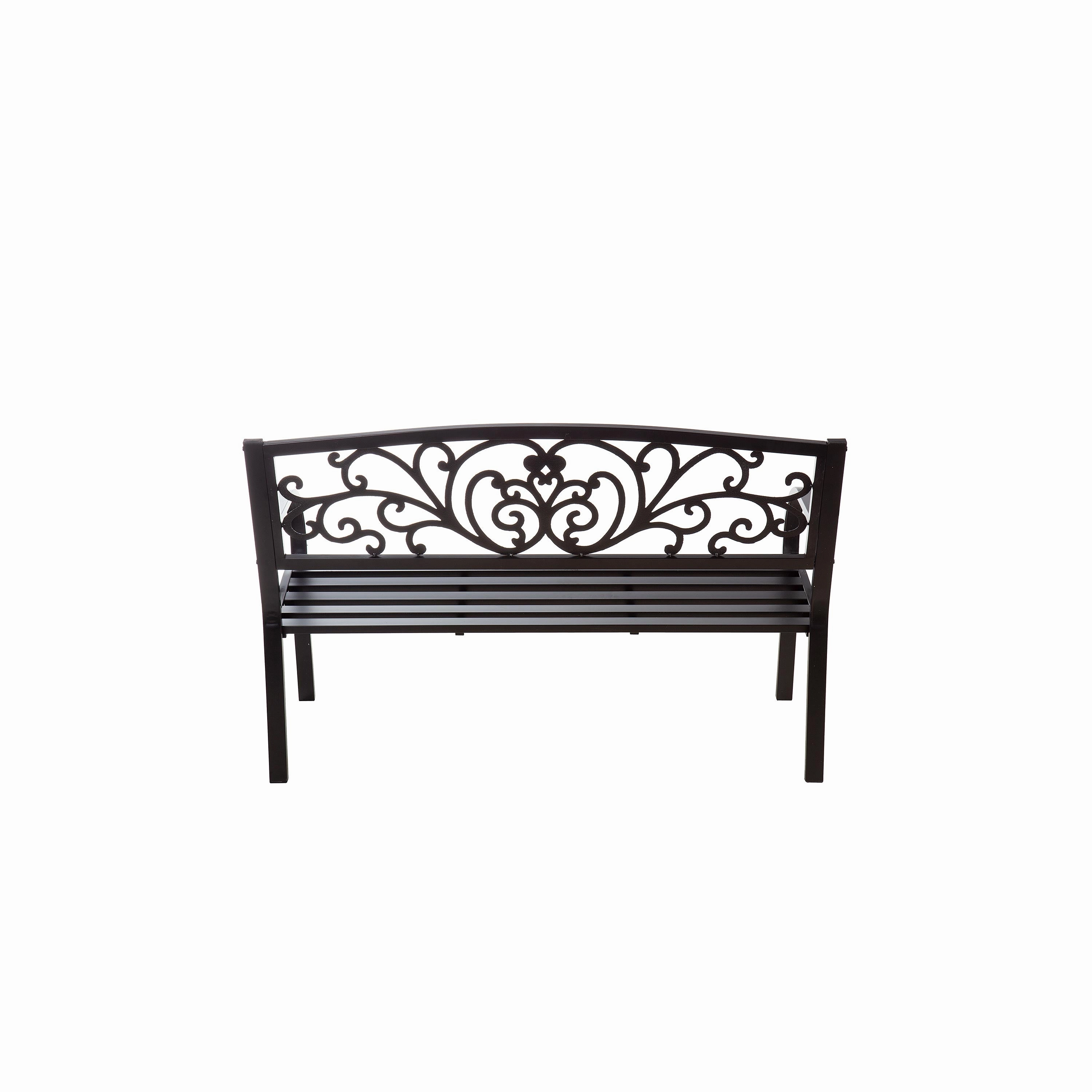 Blooming Garden Metal Bench, Black