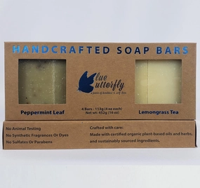 Blue Butterfly Handcrafted Soap, 4 pack, 4 onces each. (Prairie and Orange Bergamont)