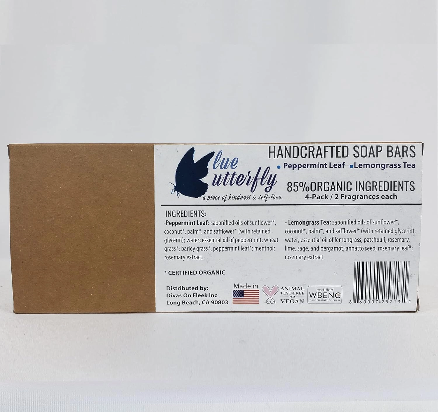 Blue Butterfly Handcrafted Soap, 4 pack, 4 onces each. (Prairie and Orange Bergamont)
