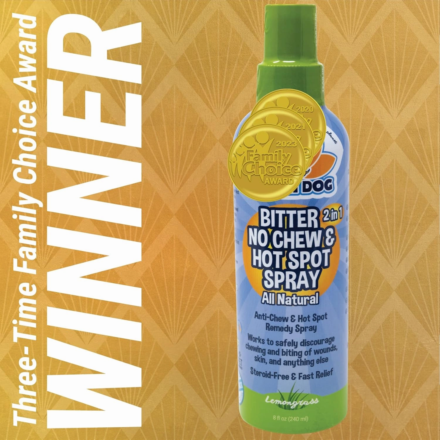 Bodhi Dog Bitter 2-in-1 No Chew & Hot Spot Spray - Natural Anti-Chew Remedy Better Than Bitter Apple - Soothes Hot Spots, Deters Chewing - Safe for Skin, Wounds & Furniture- Made in USA (8 Fl Oz)