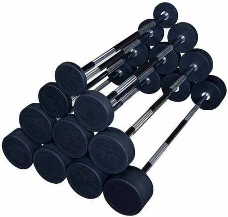 Body-Solid Rubber Coated Fixed Weights Straight Barbells- Weighted Bar for Weightlifting Exercise, Bodybuilding, Strength Training, Squat Rack & Bench Press