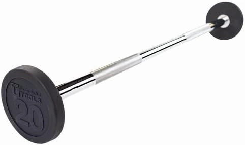 Body-Solid Rubber Coated Fixed Weights Straight Barbells- Weighted Bar for Weightlifting Exercise, Bodybuilding, Strength Training, Squat Rack & Bench Press